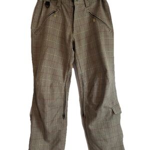 Turbine Women’s Small Tan Khaki Gold Plaid Performance Boardwear Ski Pants